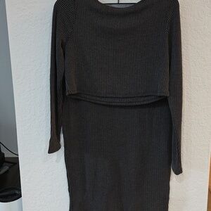 No Boundaries Boatnect Top And Midi Skirt Set Gray Size XXL